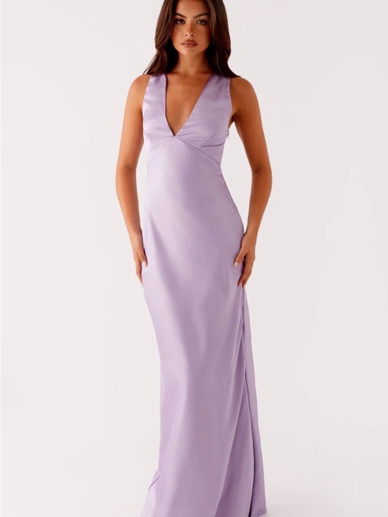 Peppermayo Dresses & Skirts - Peppermayo Lavender Satin V‑Neck Maxi Dress